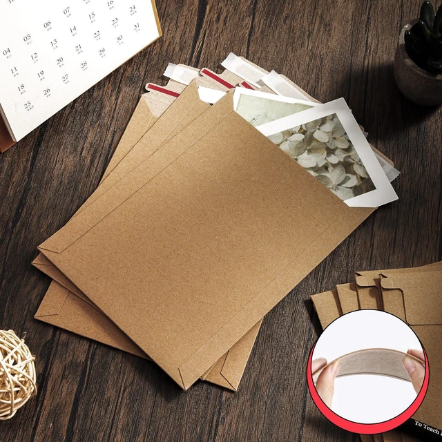 Alt view image 10 of 14 - 300 Pieces 6x8 Rigid Photo Mailers, 350gsm Keep Flat Cardboard Shipping Envelopes with Self Adhesive for Photos, Documents, Prints, CDs, Small Business Mailing