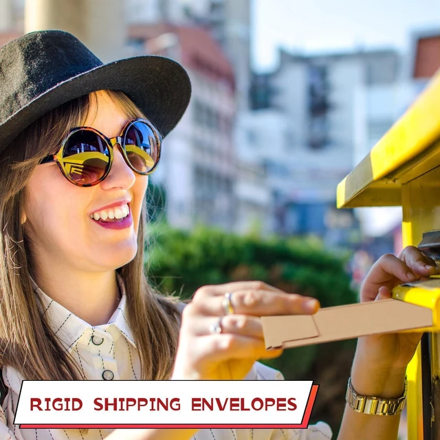 Alt view image 12 of 14 - 300 Pieces 6x8 Rigid Photo Mailers, 350gsm Keep Flat Cardboard Shipping Envelopes with Self Adhesive for Photos, Documents, Prints, CDs, Small Business Mailing