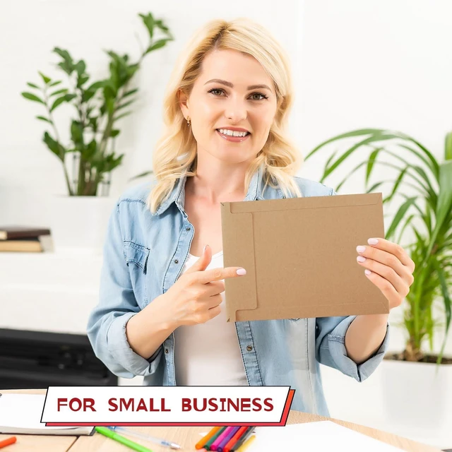 Alt view image 14 of 14 - 300 Pieces 6x8 Rigid Photo Mailers, 350gsm Keep Flat Cardboard Shipping Envelopes with Self Adhesive for Photos, Documents, Prints, CDs, Small Business Mailing