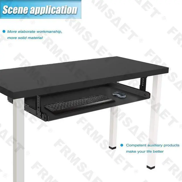 Alt view image 13 of 14 - Under Desk Keyboard Tray Heavy-Duty All-Metal Material 20/24/30 inches Platform Computer Drawer Organizer Home Office Kitchen Bedroom Garage Storage Tool - Easy to Install.(30 inches, Black)