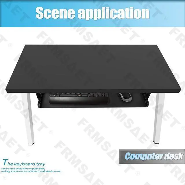 Alt view image 14 of 14 - Under Desk Keyboard Tray Heavy-Duty All-Metal Material 20/24/30 inches Platform Computer Drawer Organizer Home Office Kitchen Bedroom Garage Storage Tool - Easy to Install.(30 inches, Black)
