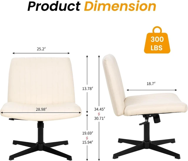 Alt view image 9 of 14 - Criss Cross Chair Desk Computer Chair with Adjustable Back & Height, Comfortable Vanity Chair, 300 Lbs, Beige