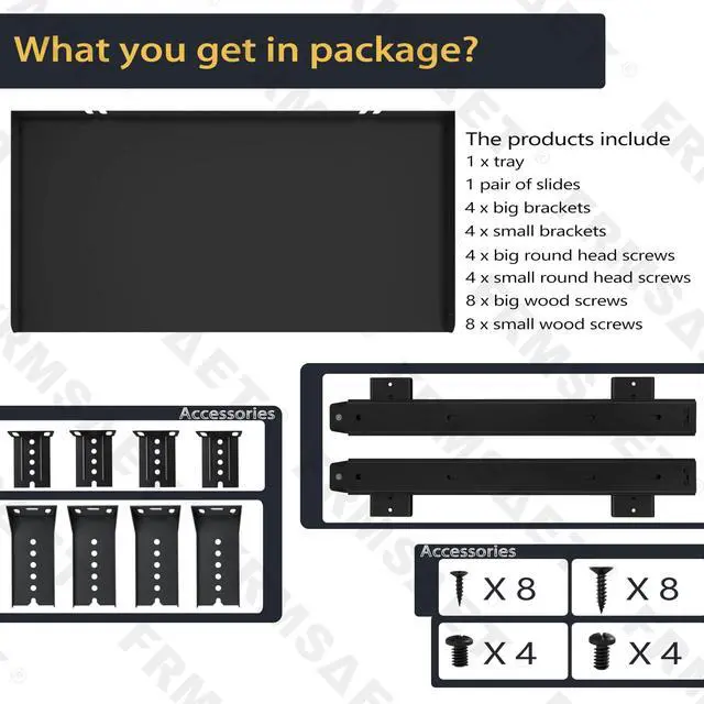 Alt view image 12 of 14 - Under Desk Keyboard Tray Heavy-Duty All-Metal Material 20/24/30 inches Platform Computer Drawer Organizer Home Office Kitchen Bedroom Garage Storage Tool - Easy to Install.(30 inches, Black)
