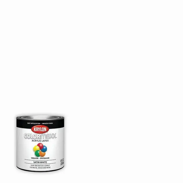 Alt view image 7 of 12 - K05615007 COLORmaxx Acrylic Latex Brush On Paint for Indoor/Outdoor Use, ½ Pint, Satin White