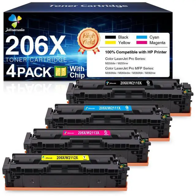 Alt view image 8 of 14 - 206X Toner Cartridges 4 Pack Compatible for HP 206A 206X Toner Cartridges | High Yield 206X Toner for HP Color LaserJet Pro MFP M283fdw M283cdw M255nw M283fdn M282nw Printer with Chip B/C/M/Y