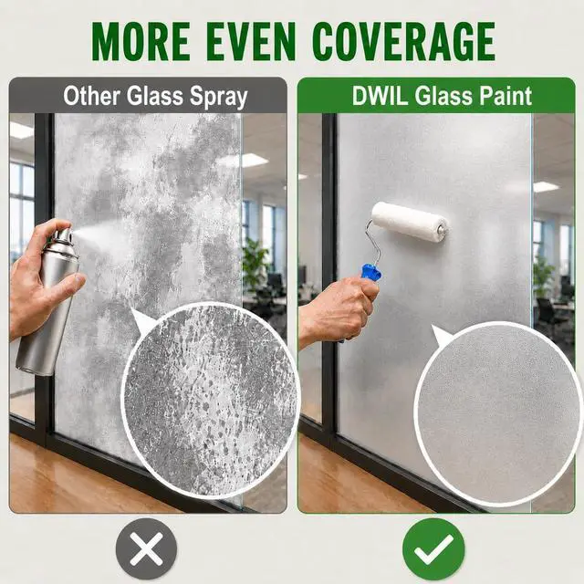 Alt view image 9 of 14 - Frosted Glass Paint for Window - Window Privacy Paint, Waterproof & UV Resistant, Frosted Glass Spray, for Bathroom, Kitchen, Room, Sliding Door, 16oz (with tools)