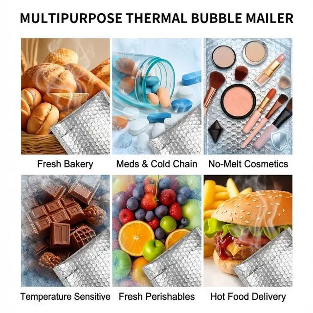 Alt view image 14 of 14 - 50 Pack 11x14 Inch Insulated Bubble Mailers for Cold Shipping, Silver Foil | Metallic Thermal Padded Shipping Bags with Self-seal Closure, Water-resistant and Protective Bubble Cushioning Envelopes