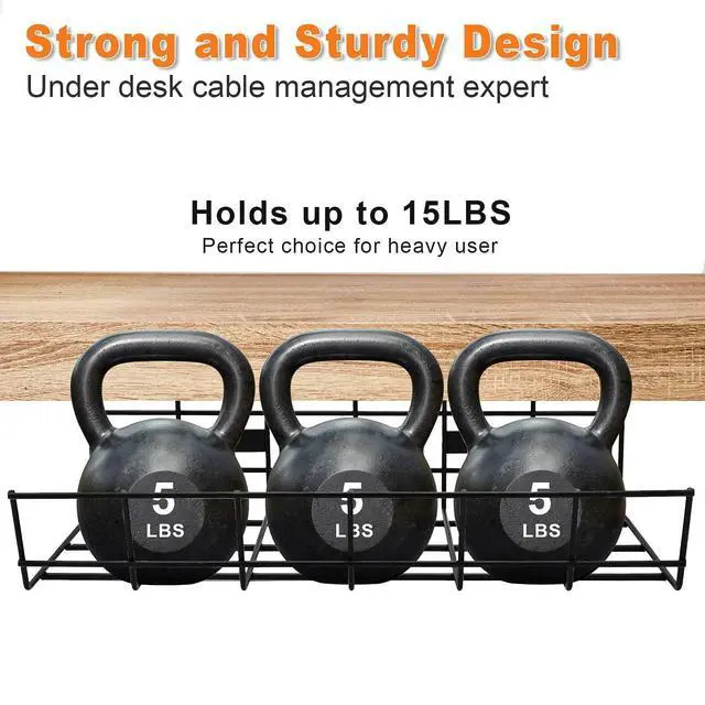 Alt view image 8 of 8 - Under Desk Cable Management- 6 Pack Cord Organizer. Metal Wire Cable Management Tray for Office, Studio and Home. Super Sturdy Under Table Cable Managements - Black Cable Organizer