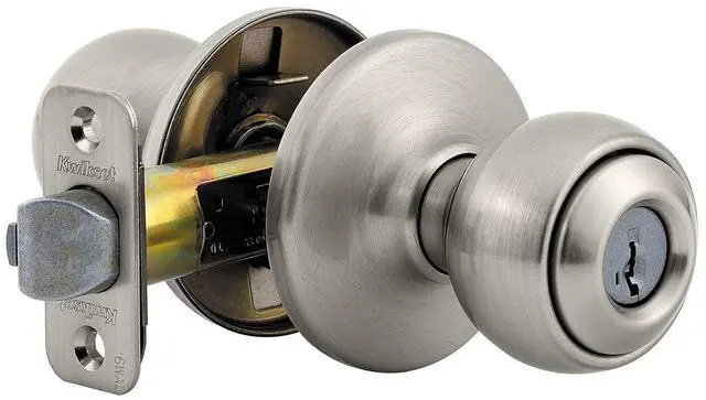 Alt view image 6 of 6 - Polo Entry Door Knob with Lock and Key, Secure Keyed Handle Exterior, Front Entrance and Bedroom, Satin Nickel, Pick Resistant SmartKey Rekey Security and Microban