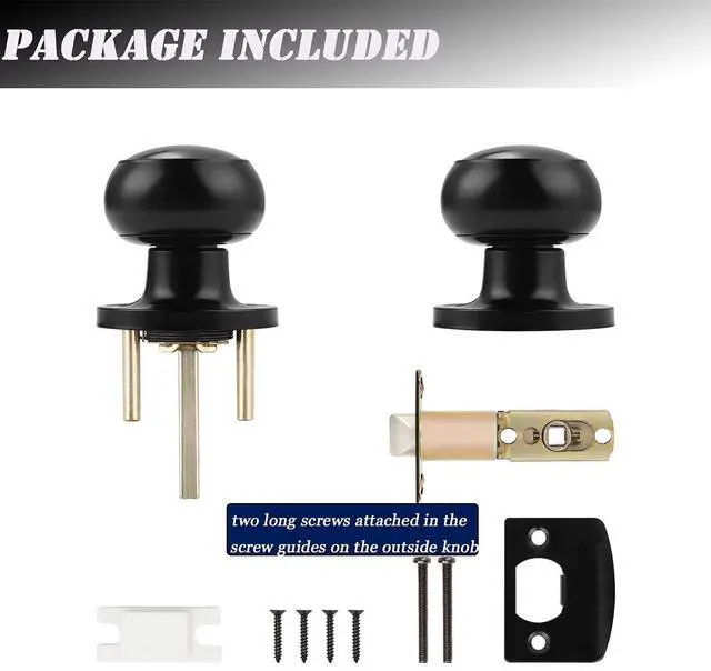 Alt view image 14 of 14 - (10 Pack Round Passage Door Knob(Non-Locking Knobs), Keyless Doorknobs Interior/Exterior Door Lockset,Passage Knobs for Hallway/Closet,Black Finish Modern Design Door Hardware