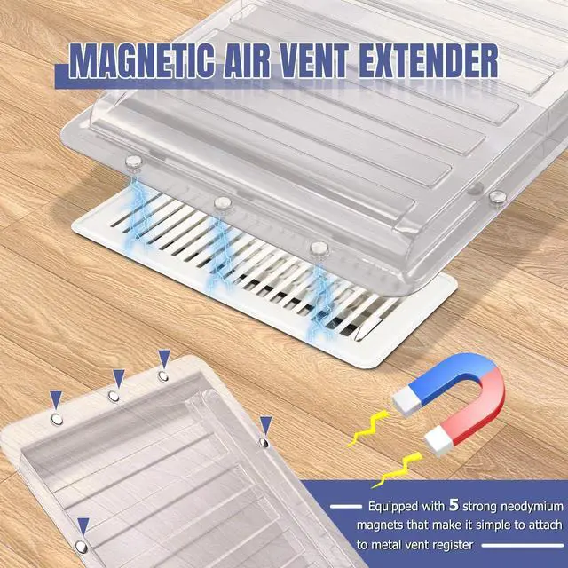 Alt view image 9 of 14 - 2 Pcs Magnetic Air Vent Extender for Under Furniture, Up to 28" | Upgraded Thick PET Material, Deflectors For Home Floor, Fits 10 to 12 Inch Registers, Extends Up to 28 Inch Long