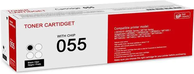 Alt view image 2 of 2 - 1 Pack 055 3016c001 Black Toner Cartridge: Compatible CRG-055 Replacement for Canon i-SENSYS LBP660 MF740 Series ImageClass LBP660C LBP664Cdw LBP664Cx MF740C MF741Cdw MF743Cdw MF746Cdw Series Printer