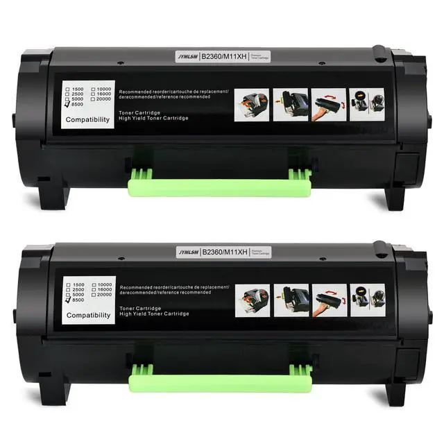Alt view image 8 of 14 - B2360 Toner Cartridge 2 Pack Compatible with Dell B2360 B2360d B2360dn B2365 B3465dnf B3460 B3460dn B3465dn Printers, M11XH 331-9805 Toner Cartridge (8,500 Pages)