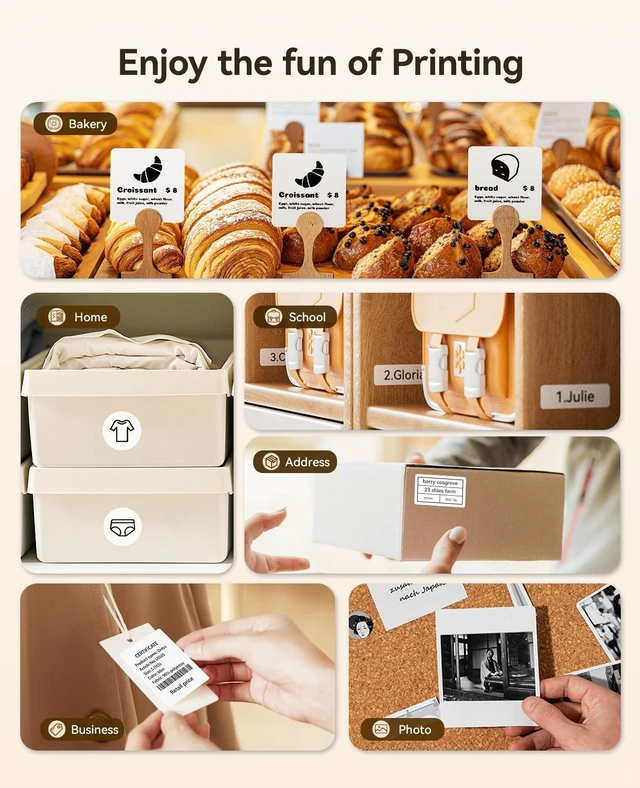 Alt view image 9 of 14 - B21 Label Maker, 2 Inch Bluetooth Thermal Label Printer, White | Retro Sticker Printer, for Address, Logo, Canning Jar, Candle, Mailing,Gift, Compatible with Phones and PC