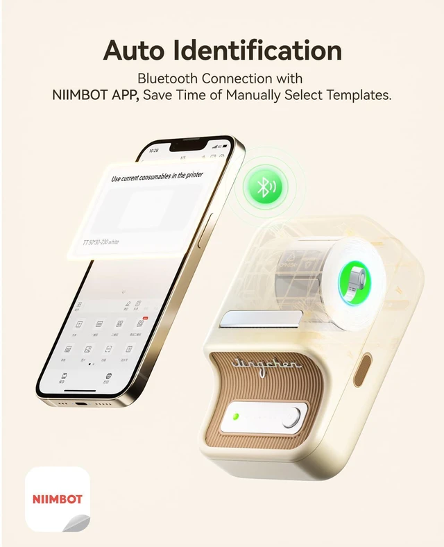 Alt view image 13 of 14 - B21 Label Maker, 2 Inch Bluetooth Thermal Label Printer, White | Retro Sticker Printer, for Address, Logo, Canning Jar, Candle, Mailing,Gift, Compatible with Phones and PC