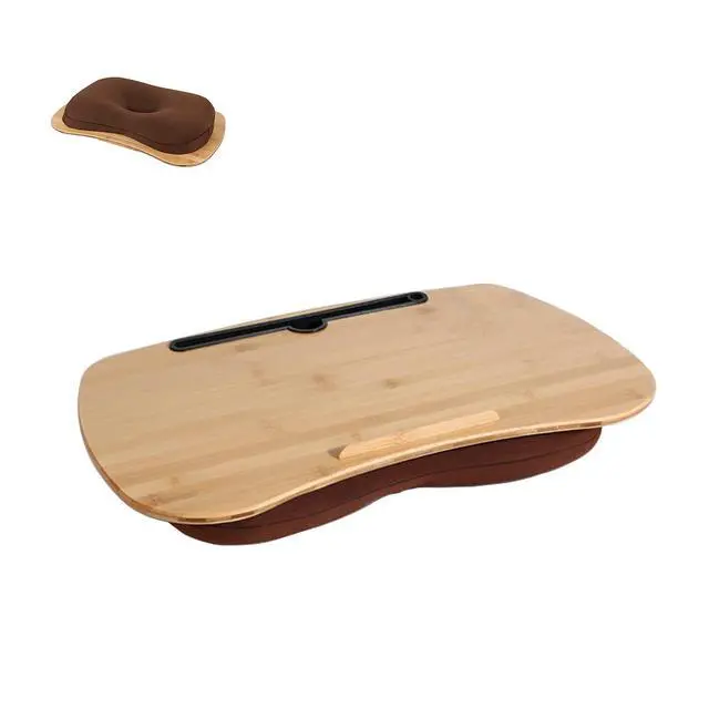 Alt view image 7 of 12 - Lap Desk-Portable Laptop Table with Cushion Bamboo Platform Phone Holder L(21.6"x13.8")