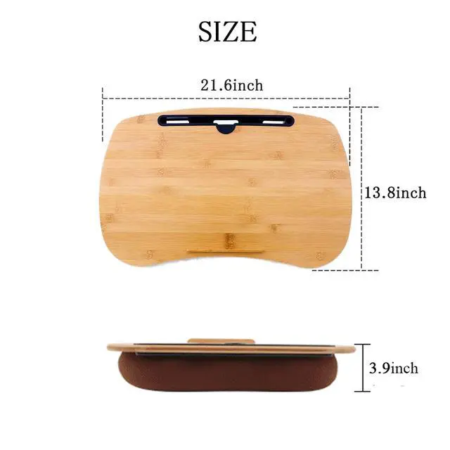 Alt view image 8 of 12 - Lap Desk-Portable Laptop Table with Cushion Bamboo Platform Phone Holder L(21.6"x13.8")