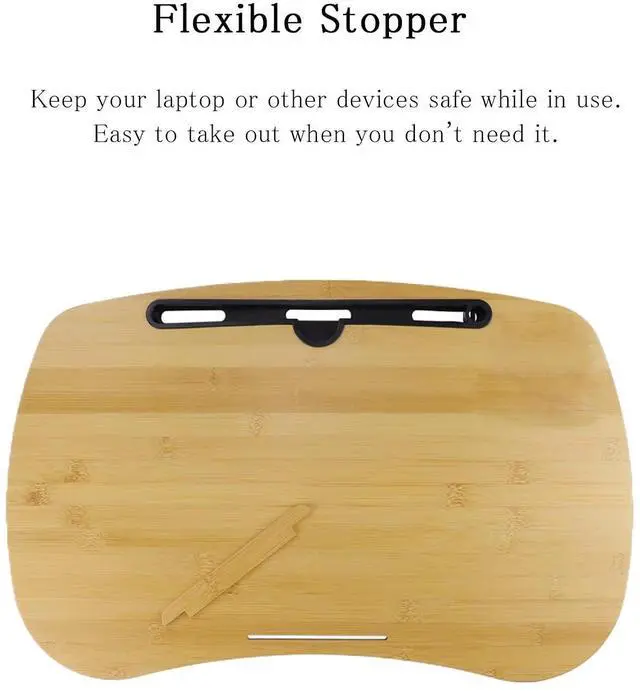 Alt view image 11 of 12 - Lap Desk-Portable Laptop Table with Cushion Bamboo Platform Phone Holder L(21.6"x13.8")