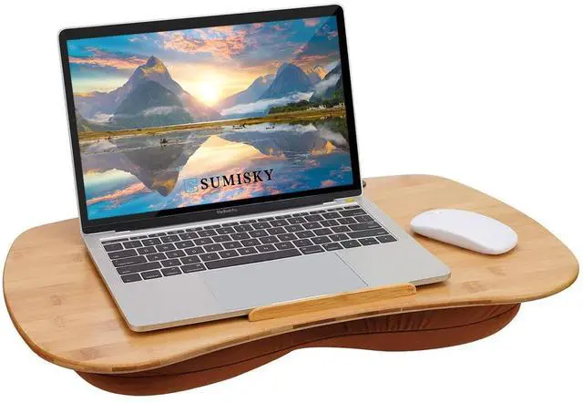 Alt view image 12 of 12 - Lap Desk-Portable Laptop Table with Cushion Bamboo Platform Phone Holder L(21.6"x13.8")
