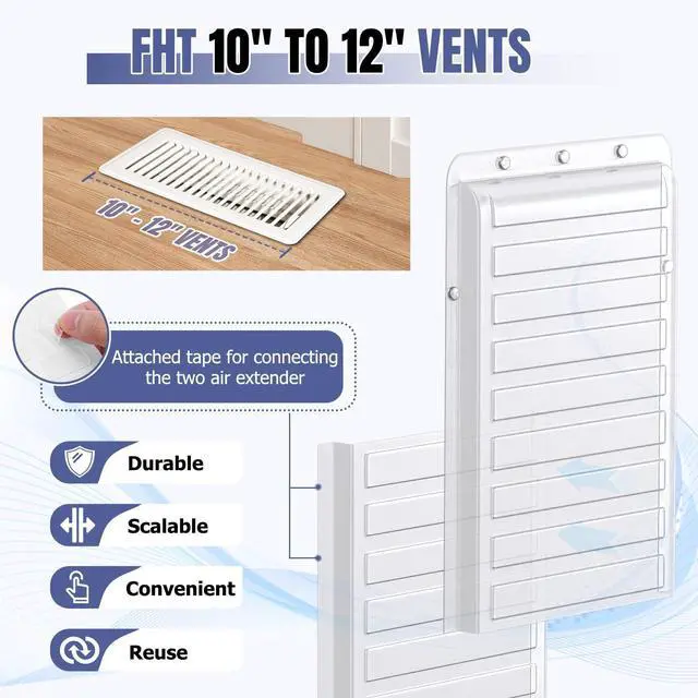 Alt view image 14 of 14 - 2 Pcs Magnetic Air Vent Extender for Under Furniture, Up to 28" | Upgraded Thick PET Material, Deflectors For Home Floor, Fits 10 to 12 Inch Registers, Extends Up to 28 Inch Long