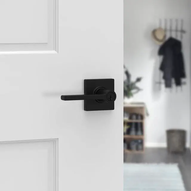 Alt view image 10 of 14 - Casey Entry Door Handle with Lock and Key, Secure Keyed Reversible Lever Exterior, For Front Entrance and Bedrooms, Matte Black, Pick Resistant Smartkey Rekey Security and Microban