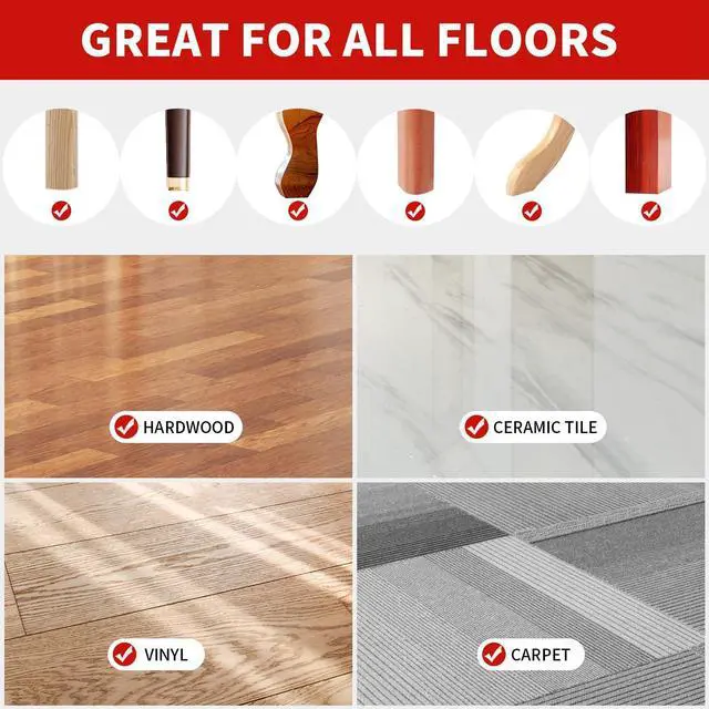 Alt view image 11 of 14 - Non Slip Furniture Pads, 12 Pcs 2" Anti Skid Rubber Furniture Caster Cups, Anti-Slip Furniture Coasters for Hardwood Floors, Anti Slide Floor Protectors for Bed Couch Stoppers (Black)