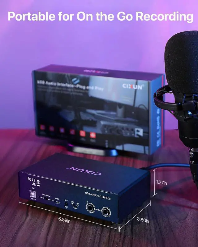 Alt view image 11 of 14 - 2x2 USB-C Audio Interface for PC/Mac Recording, 24-bit/192kHz, Dual TS/XLR Inputs, +48V Phantom Power, Studio/Podcast/Streaming (Matte Black)