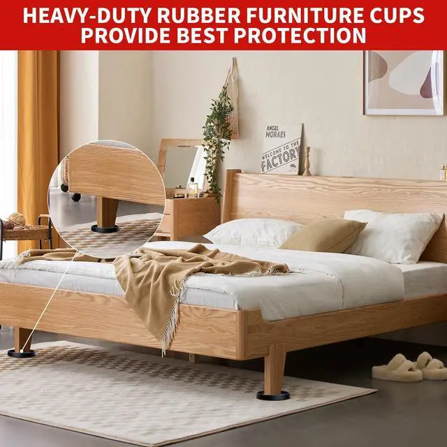 Alt view image 14 of 14 - Non Slip Furniture Pads, 12 Pcs 2" Anti Skid Rubber Furniture Caster Cups, Anti-Slip Furniture Coasters for Hardwood Floors, Anti Slide Floor Protectors for Bed Couch Stoppers (Black)