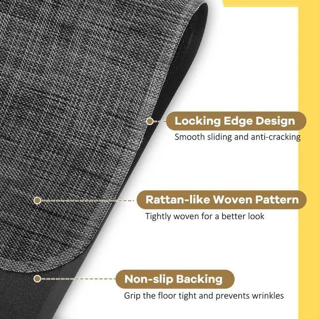 Alt view image 10 of 14 - Large Office Chair Mat for Hardwood Floor, 48" x 60" Desk Floor Mat for Rolling Chair, Heavy Duty Anti-Slip Floor Protector Rug for Home Office, Black