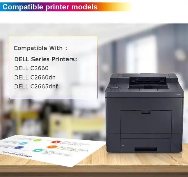 Alt view image 9 of 14 - C2660 Toner Cartridge Compatible for Dell C2660 C2660dn C2665dnf, 4 Pack | Replacement for Dell C2660dn C2660dnf Printer Ink 593-BBBU 593-BBBT 593-BBBS 593-BBBR