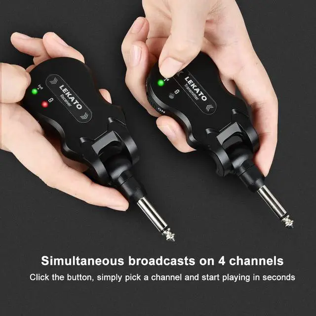 Alt view image 12 of 14 - LEKATO 5.8Ghz Wireless Guitar System 4 Channels Audio Digital Guitar Transmitter Receiver