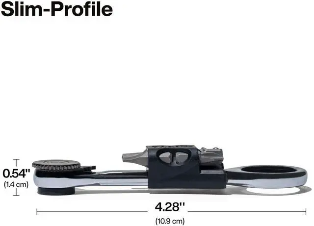 Alt view image 13 of 14 - 65200MAG Slim-Profile Magnetic Mini Ratchet, 90-Tooth Ratchet Screwdriver Set with 1/4-Inch Nut Driver, 4 Bit Storage, Includes Phillips, Slotted, Square, and Nut Driver Adapter