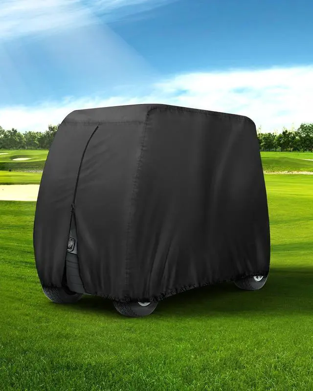 Alt view image 14 of 14 - Golf Cart Cover 8 Passenger for Club Car EZGO Yamaha Golf Carts | Heavy Duty 420D Durable Fabric, Waterproof Rear Zipper, Windproof Strap Dustproof UV resistant for 8 Seat Cart Up to 169 Inch