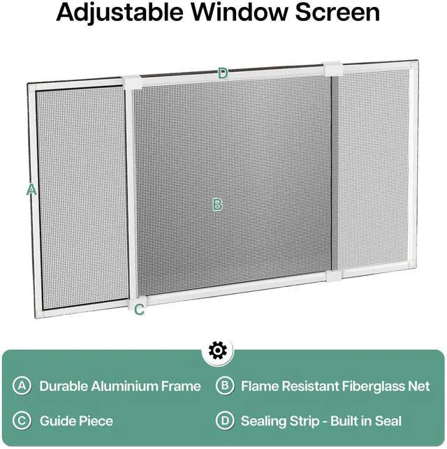 Alt view image 9 of 12 - Expandable Window Screen, 15" H x 21.6" - 40" W, 2 Pack | Horizontal Adjustable Window Screens, Replacement Window Screens for House Windows