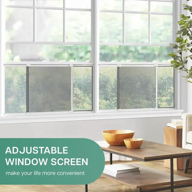 Alt view image 12 of 12 - Expandable Window Screen, 15" H x 21.6" - 40" W, 2 Pack | Horizontal Adjustable Window Screens, Replacement Window Screens for House Windows