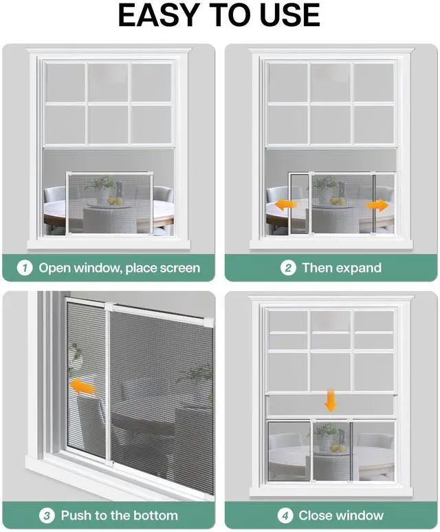 Alt view image 11 of 12 - Expandable Window Screen, 15" H x 21.6" - 40" W, 2 Pack | Horizontal Adjustable Window Screens, Replacement Window Screens for House Windows