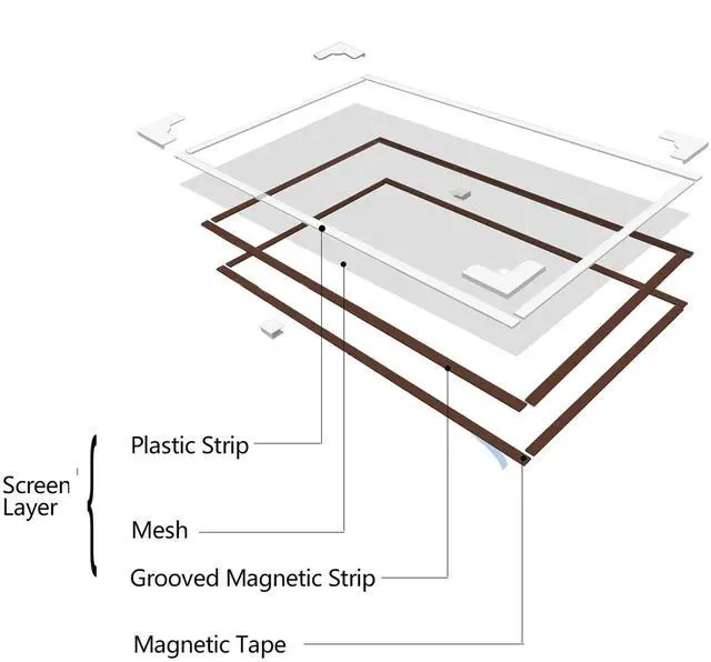Alt view image 11 of 14 - Adjustable DIY Magnetic Window Screen Max 60 x 48 Fits Any Size Smaller with White Frame Fiberglass Mesh