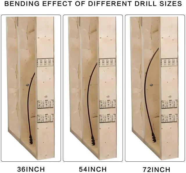 Alt view image 13 of 14 - Flexible Drill Bit for Wire Pulling,3/4 x 54 in. Flex Auger Drill Bit | Guide Ball Kit Included; Black Steel Shaft, Auger Head, Fish-Eye Hole & 3-Flat Shank for Pulling Wires in Walls and Studs