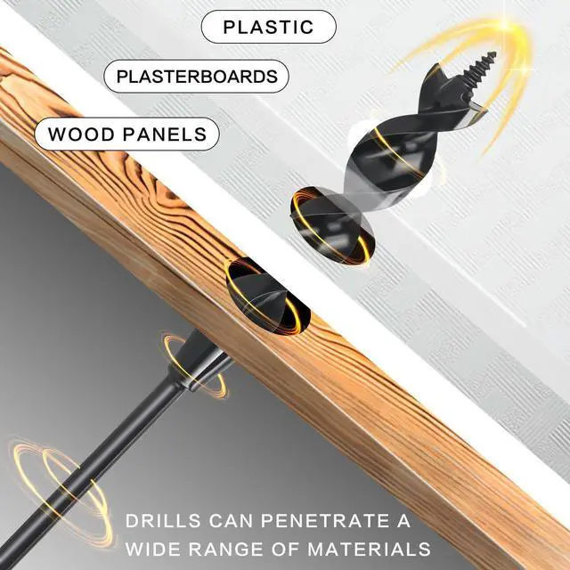 Alt view image 10 of 14 - Flexible Drill Bit for Wire Pulling,3/4 x 54 in. Flex Auger Drill Bit | Guide Ball Kit Included; Black Steel Shaft, Auger Head, Fish-Eye Hole & 3-Flat Shank for Pulling Wires in Walls and Studs