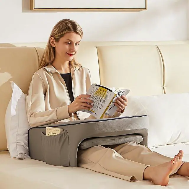 Alt view image 7 of 12 - Lap Desk Pillow for Bed, Soft Arm Rest Pillow, Reading Lap Pillow, Memory Foam Reading Pillow, Laptop Lap Desk for arms for Reading, Working in Bed Couch(Grey)