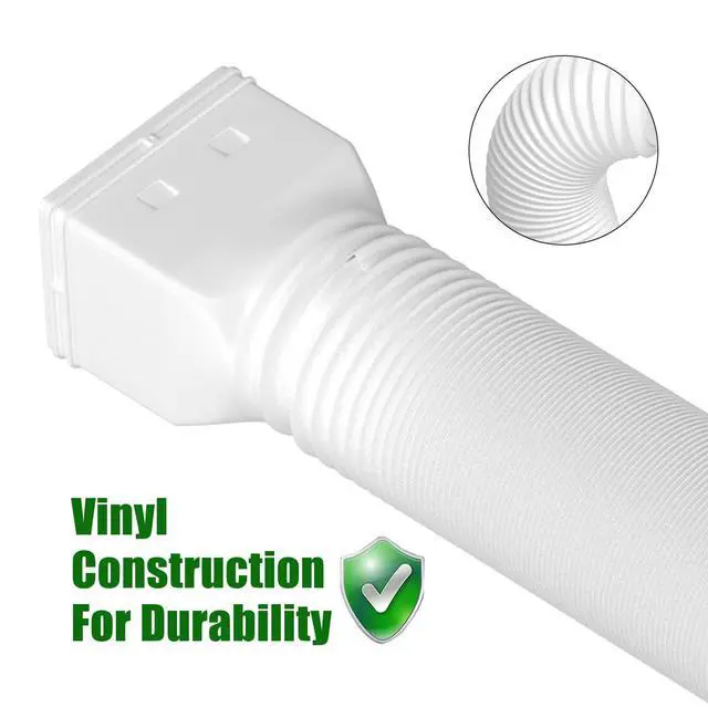 Alt view image 14 of 14 - 2 Pack Rain Gutter Downspout Extensions Flexible,Drain Downspout Extender Connector 21"-68",Screws for Included,White