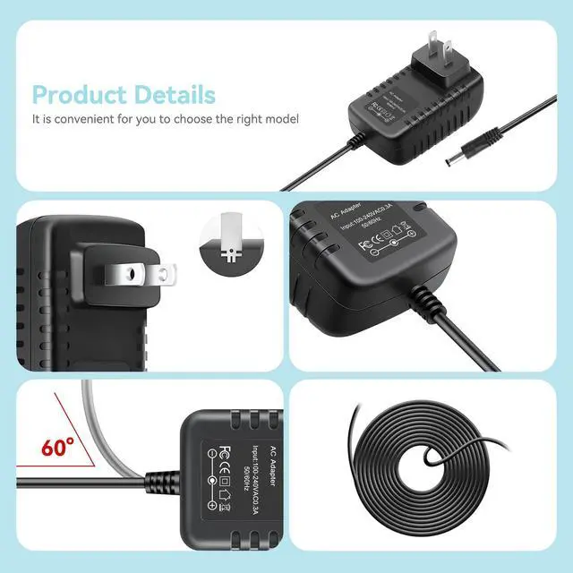 Alt view image 8 of 10 - 12V 2A AC Power Adaptor for Vision Fitness Elite X6200 HRT Folding Elliptical Power Supply Cord Cable PS Battery Wall Home Charger