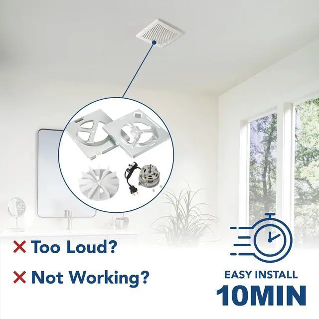 Alt view image 10 of 14 - RE70BN 70 CFM Bathroom Exhaust Fan Replacement Motor Kit, Easy DIY Replacement Motor Kit for 70 CFM and 50 CFM Bath Fans, White