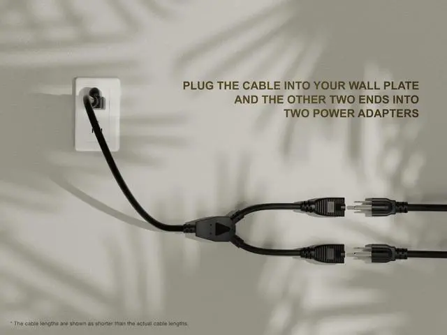 Alt view image 13 of 14 - Power Cord Splitter Cable, 2 NEMA 5-15R to 1 NEMA 5-15P - Splitter Cord, Y Power Cable, Power Cord Extension and Splitter (72 inches)