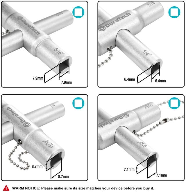 Alt view image 9 of 14 - 4 Way Sillcock Key Set, 2-Pack, for Valve, Faucet, and Spigots | Utility Key, Water Key, Chrome Finish, Corrosion Resistance, 4-in-1 Design, Square, Triangle, and Round Shape, Easy to Carry