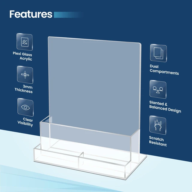 Alt view image 10 of 14 - 6 Pack Acrylic Brochure Holder 8.5x11, Clear Brochure Display Stand with Acrylic And Business Card Holder, Plastic Flyer Display Stand for Magazine, Pamphlet, Booklets, Menu, Journals