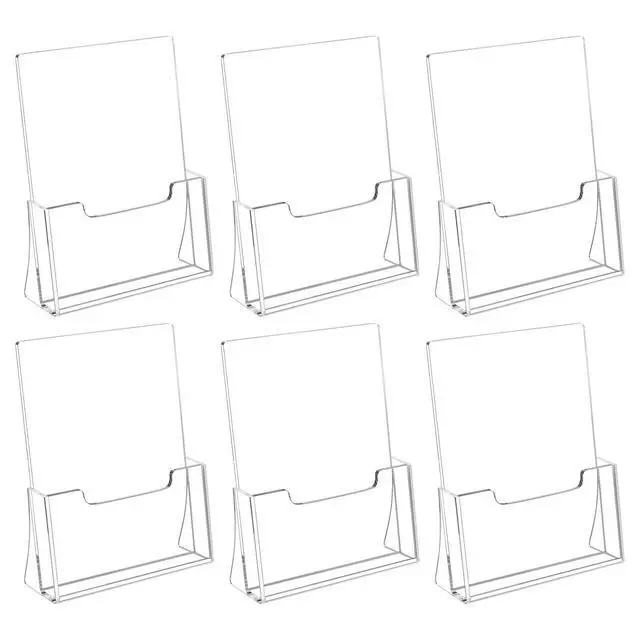 Alt view image 8 of 14 - Brochure Holder 8.5 x 11 inches, Acrylic Flyer Holder with 6 Pack, Plastic Stands for Displaying Magazines, Pamphlets, Literature, Brochures, Booklets, Menu