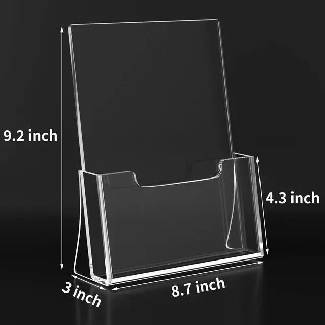 Alt view image 9 of 14 - Brochure Holder 8.5 x 11 inches, Acrylic Flyer Holder with 6 Pack, Plastic Stands for Displaying Magazines, Pamphlets, Literature, Brochures, Booklets, Menu