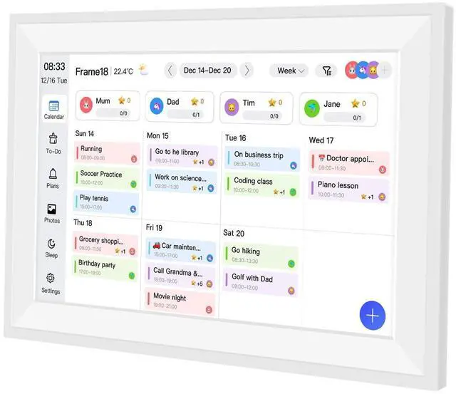 Alt view image 8 of 14 - 10.1" Smart Digital Calendar Wall Planner with Chore Charts and Meal Plan | 1280x800P IPS Touchscreen 32GB Storage Interactive Display Desk Calendar with Task Rewards for Family Schedules White