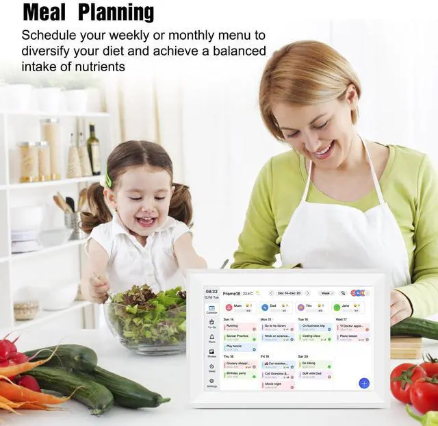 Alt view image 9 of 14 - 10.1" Smart Digital Calendar Wall Planner with Chore Charts and Meal Plan | 1280x800P IPS Touchscreen 32GB Storage Interactive Display Desk Calendar with Task Rewards for Family Schedules White